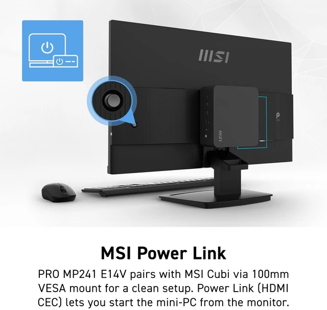 Alt view image 6 of 7 - PRO MP241 E14V 24-inch IPS 1920 x 1080 (FHD) Office Monitor, 144Hz, Free-Sync, HDMI, DisplayPort, VESA Mountable, Tilt, Speaker, 4-Side Slim Bezel 1ms, Black