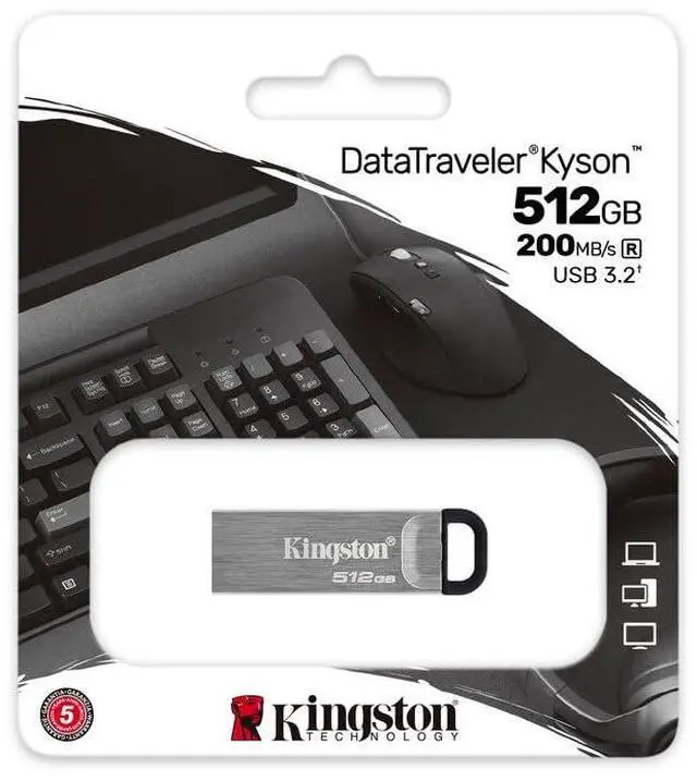Alt view image 14 of 14 - Kingston DataTraveler Kyson USB 3.2 Gen 1 Flash Drive 512GB - Stylish Capless Metal Case