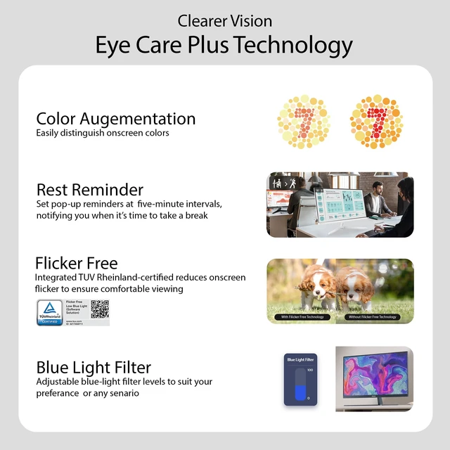Alt view image 6 of 7 - VU279HFI-W 27 Inch 1080P FHD IPS Computer Monitor, HDMI, White Full HD, IPS, 100Hz, SmoothMotion, Adaptive Sync, Nano-ion, Eye Care Plus, Blue Light Filter, Flicker Free, VESA Wall Mount