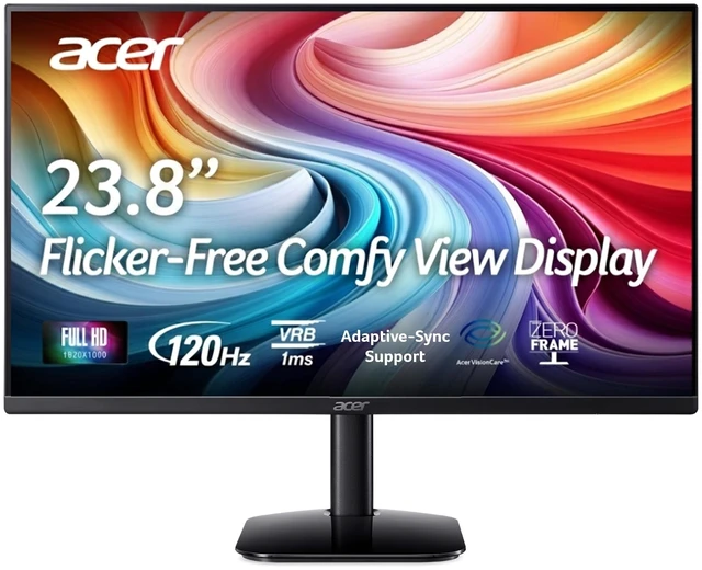 Main image of 23.8in FHD 1920x1080 IPS 120Hz Office Monitor KA242Y G0bi 1ms, AdaptiveSync, sRGB 99%, HDMI, VGA, VESA Mountable, Bluelight Filter, Flickerless Technology