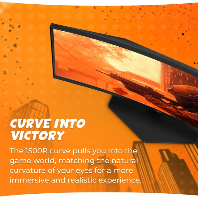 Alt view image 3 of 7 - 24 Inch Curved Gaming Monitor FHD 1080P 180Hz VA 0.5ms HDR, C24G42E 1920x1080 Computer Monitor, 0.5ms, Adaptive-Sync, LED, DP 1.4, HDMI 2.0, VESA Mount, Console Ready, 3-Year Zero-Bright-Dot