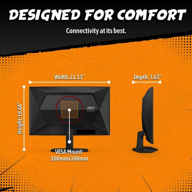 Alt view image 7 of 7 - 24 Inch Curved Gaming Monitor FHD 1080P 180Hz VA 0.5ms HDR, C24G42E 1920x1080 Computer Monitor, 0.5ms, Adaptive-Sync, LED, DP 1.4, HDMI 2.0, VESA Mount, Console Ready, 3-Year Zero-Bright-Dot