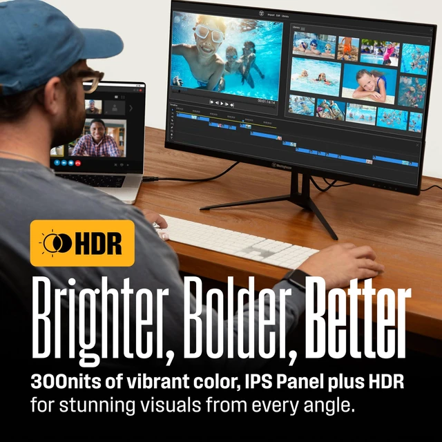 Alt view image 2 of 7 - 27 Inch FHD 1080P IPS 120Hz Computer & Gaming Monitor with HDR 1ms Adaptive Sync for Work or Gaming HDMI DP VGA Inputs 300 Nits Preset Game Modes HDR Built-in Speakers Eye Care Technology