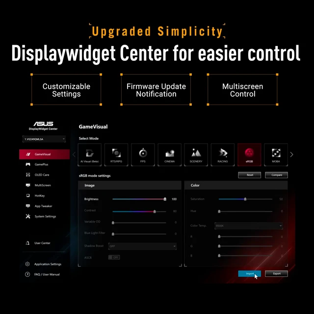Alt view image 3 of 7 - TUF Gaming Series 5 23.8 1080P Monitor (VG249QML5A) - Fast-IPS, 240Hz, 0.3ms, G-SYNC Compatible, FreeSync Premium, 99% sRGB, Height Adjustable, DisplayWidget, Gaming AI