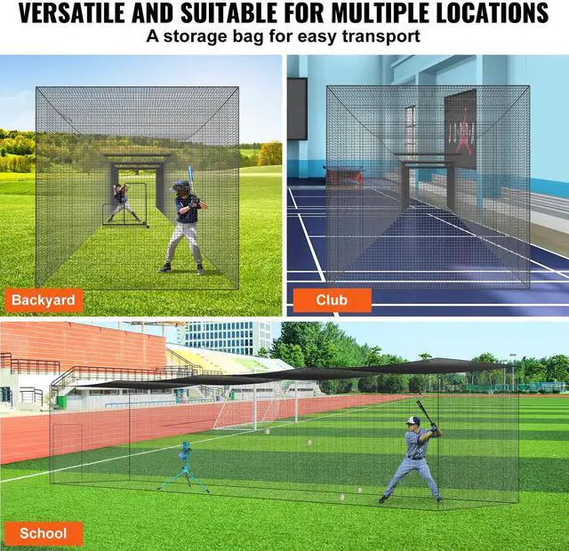 Alt view image 12 of 14 - Baseball Batting Netting, Professional Softball Baseball Batting Hitting Training Net, Practice Portable Pitching Cage Net with Door & Carry Bag, Heavy Duty Enclosed PE Netting, 55FT (NET ONLY)
