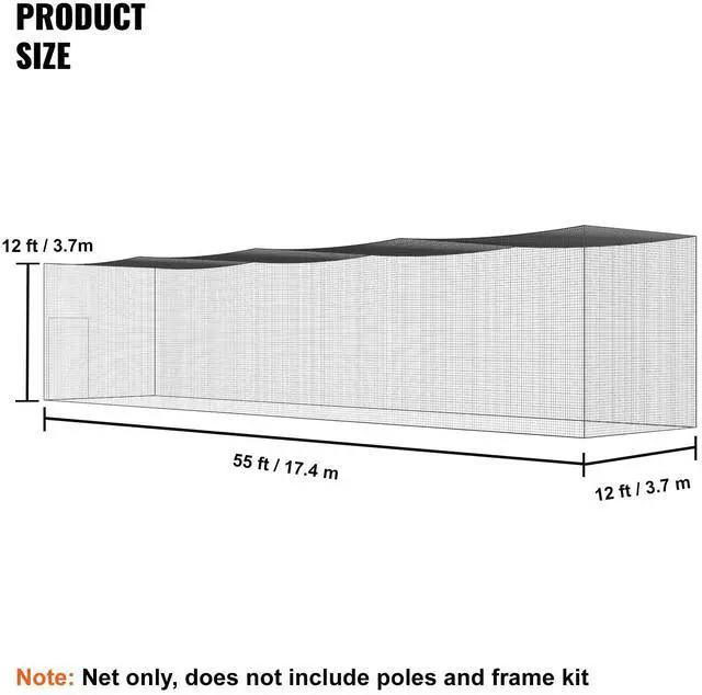 Alt view image 13 of 14 - Baseball Batting Netting, Professional Softball Baseball Batting Hitting Training Net, Practice Portable Pitching Cage Net with Door & Carry Bag, Heavy Duty Enclosed PE Netting, 55FT (NET ONLY)
