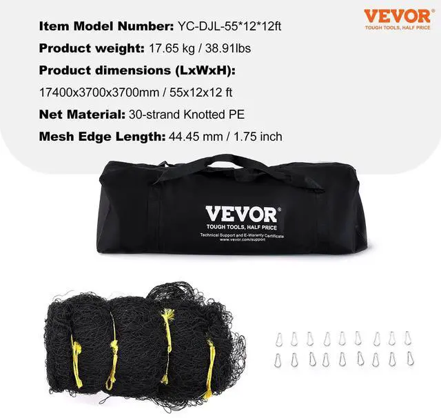 Alt view image 14 of 14 - Baseball Batting Netting, Professional Softball Baseball Batting Hitting Training Net, Practice Portable Pitching Cage Net with Door & Carry Bag, Heavy Duty Enclosed PE Netting, 55FT (NET ONLY)