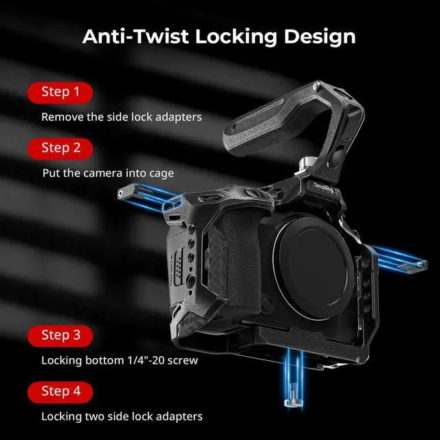 Alt view image 2 of 14 - SmallRigBlack MambaCamera Cage for Canon R6 Mark III,Quick Release Plate for Arca-Type, Film Movie Making Camera Video Cage with Shoe Mount, 1/4''-20 & 3/8''-16 Threaded Holes