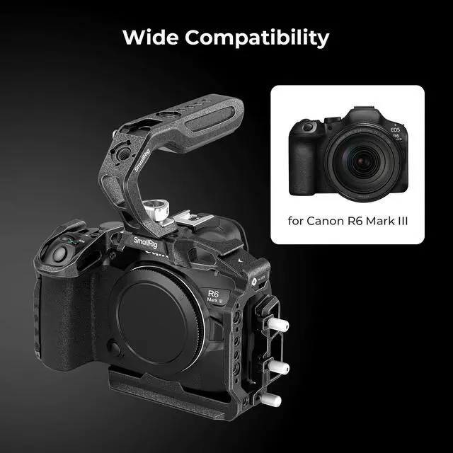 Alt view image 6 of 14 - SmallRigBlack MambaCamera Cage for Canon R6 Mark III,Quick Release Plate for Arca-Type, Film Movie Making Camera Video Cage with Shoe Mount, 1/4''-20 & 3/8''-16 Threaded Holes