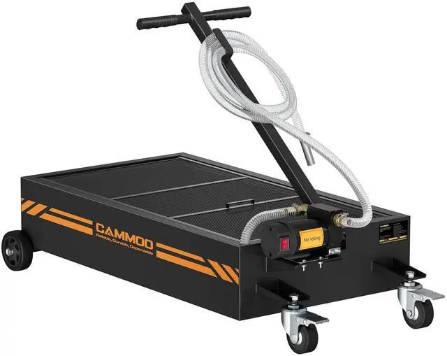 Main image of CAMMOO 20 Gal Electric Oil Drain Pan, 110V High-Flow Pump, 9.8 FT Hose, 200 W Motor, 2 Locking Swivel Casters and 2 Directional Wheels Stable, Folding Handle, Heavy-Duty for Trucks, RVs, SUVs, Black