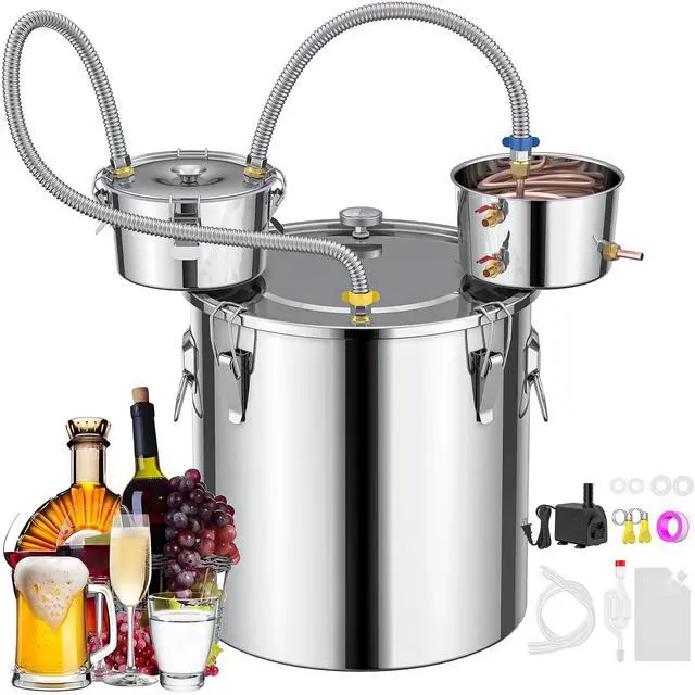 Main image of CAMMOO 3 Pots 13.2Gal/50L Moonshine Still Kit Complete with Thumper and Condenser, Thermometer, Submersible Pump, Stainless Steel Alcohol Distiller Home Brewing Kit for DIY Whiskey Wine Brandy