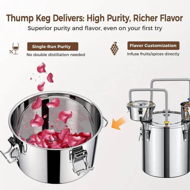 Alt view image 4 of 7 - CAMMOO 3 Pots 13.2Gal/50L Moonshine Still Kit Complete with Thumper and Condenser, Thermometer, Submersible Pump, Stainless Steel Alcohol Distiller Home Brewing Kit for DIY Whiskey Wine Brandy