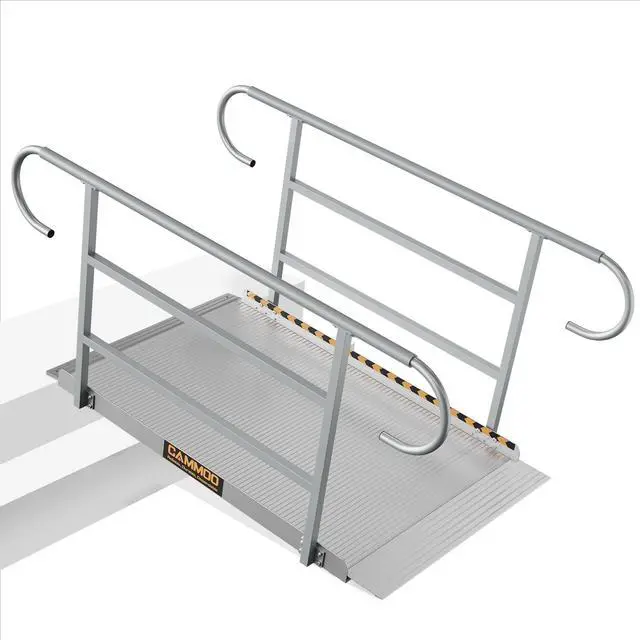 Main image of CAMMOO 5 FT Wheelchair Ramp with Handrails for Home Steps 1200LBS Capacity, High-Strength Aluminum Alloy, Triple Anti-Slip, Handicap Ramp for Home Steps, Entry Access, Door Threshold, Wheel Chairs