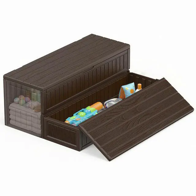 Main image of CAMMOO Hot Tub Steps - Double-Decker Large Storage & Snap-Together Assembly, Fully Sealed Spa Steps with Non-Slip Wider Step, Hot Tub Stairs, Outdoor/Indoor, Brown