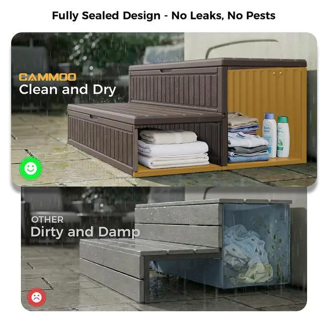Alt view image 6 of 7 - CAMMOO Hot Tub Steps - Double-Decker Large Storage & Snap-Together Assembly, Fully Sealed Spa Steps with Non-Slip Wider Step, Hot Tub Stairs, Outdoor/Indoor, Brown