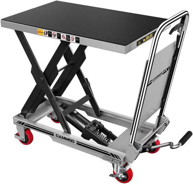 Main image of CAMMOO Hydraulic Lift Table Cart, 500lbs Capacity, 28.5" Lifting Height, Single Scissor Lift with Non-Slip Pad & Safety Guard Foldable Handle for Material Handling and Transportation, Gray