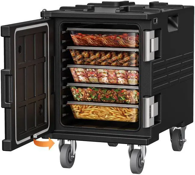 Main image of CAMMOO 82qt Catering Food Warmers with Swivel Casters 304 Stainless Steel Latch & Door Shaft, Insulated Food Carrier Non-Electrical Hot Box for 5 Full-Size Pans(NOT Included), Hot Boxes for Catering
