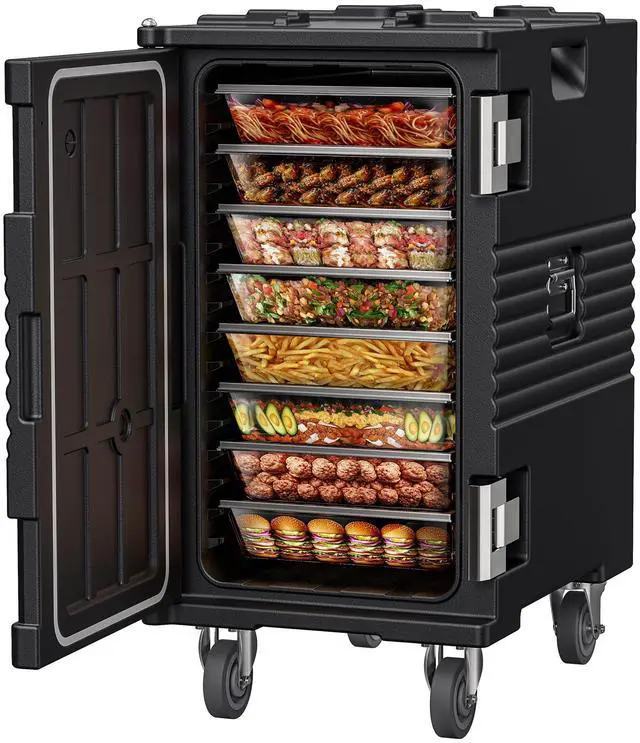Main image of CAMMOO 127QT Non-Electrical Catering Food Warmers with Casters, 304 Stainless Steel Latch & Door Shaft, Insulated Food Carrier for 8 Full-Size Pans(NOT Included), Food Warmer Hot Boxes for Catering
