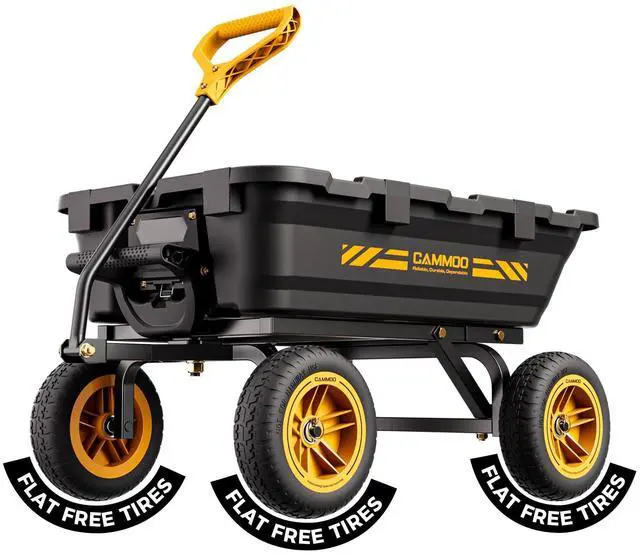 Main image of CAMMOO 10in NO-FLAT TIRES 900lb Heavy-Duty Garden Dump Cart DIY Expandable Capacity Over 4 Cu.Ft. Utility Wagon with Quick-Release Dumping & Prime Grade 100% Virgin Polypropylene-Not Recycled Material