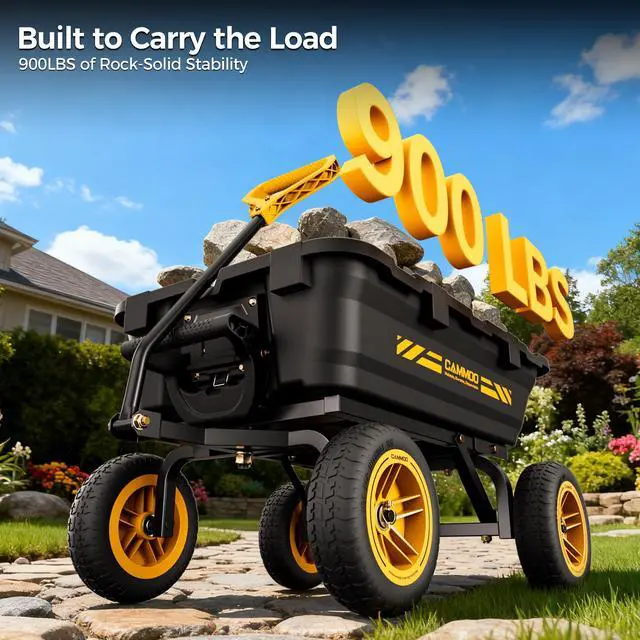 Alt view image 2 of 7 - CAMMOO 10in NO-FLAT TIRES 900lb Heavy-Duty Garden Dump Cart DIY Expandable Capacity Over 4 Cu.Ft. Utility Wagon with Quick-Release Dumping & Prime Grade 100% Virgin Polypropylene-Not Recycled Material