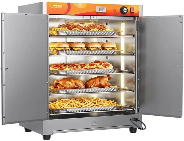 Main image of CAMMOO 133Qt 5-Tier 900W Electric Food Warmer with LED Light and 304 Blued Stainless Steel Heating Element, Commercial-Graded All Stainless Steel, Adjustable Shelf, Countertop Heated Holding Cabinet