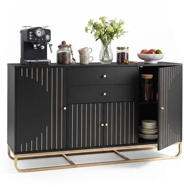 Main image of GIANTEX Modern Sideboard Buffet Cabinet with Storage & 2 Drawers (Black)