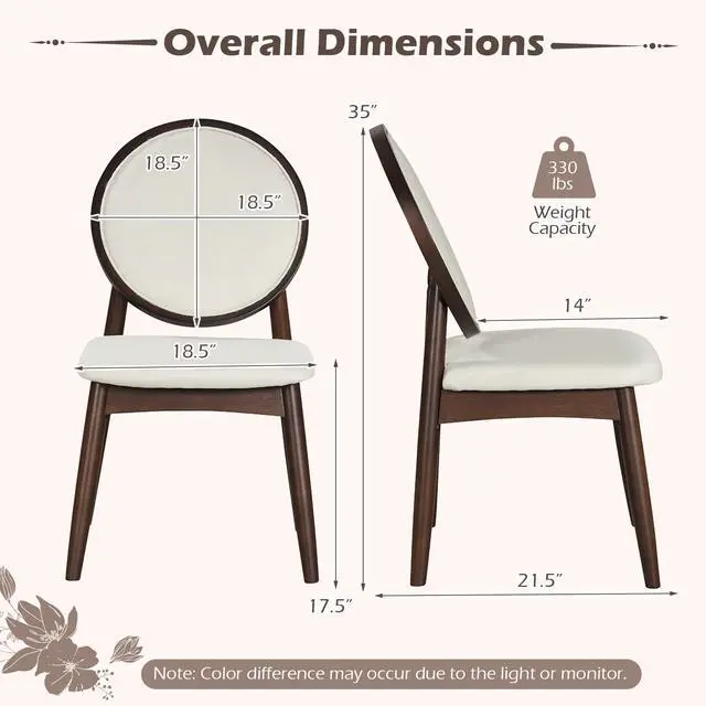 Alt view image 3 of 7 - GIANTEX Dining Chairs Set of 4, Upholstered Linen Fabric Dining Room Chairs with Padded Seat & Round Backrest, Rubber Wood Legs, Vintage Armless Kitchen Chair for Living Room, Restaurant