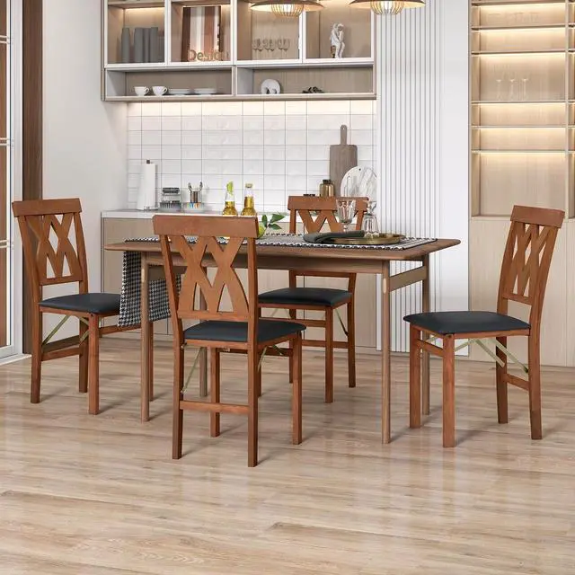 Alt view image 2 of 7 - GIANTEX Folding Dining Chairs Set of 4, Farmhouse Upholstered Kitchen Chair