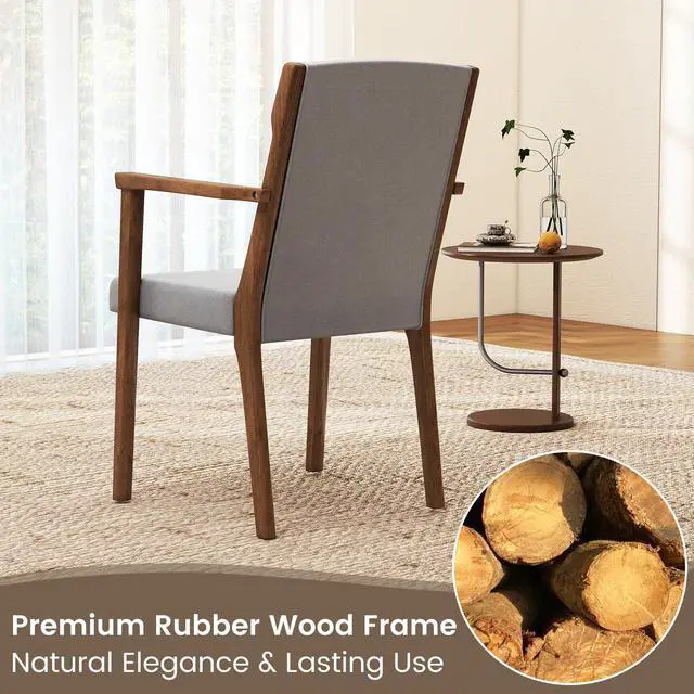 Alt view image 6 of 7 - GIANTEX Mid Century Modern Accent Chair Set of 4, Upholstered Dining Chairs with High Back, Headrest & Soft Cushion, Comfy Armchair for Living Room, Bedroom, Reading Room, Gray
