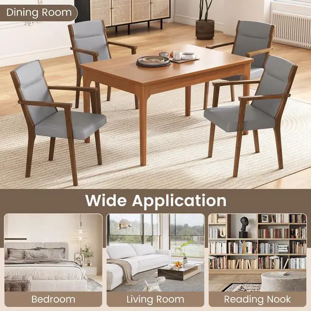 Alt view image 7 of 7 - GIANTEX Mid Century Modern Accent Chair Set of 4, Upholstered Dining Chairs with High Back, Headrest & Soft Cushion, Comfy Armchair for Living Room, Bedroom, Reading Room, Gray