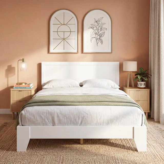 Main image of Giantex Queen Size Wooden Bed Frame with Headboard, Wood Slat Support