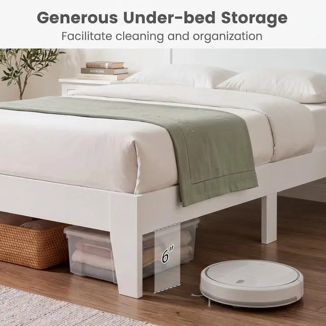 Alt view image 5 of 7 - Giantex Queen Size Wooden Bed Frame with Headboard, Wood Slat Support