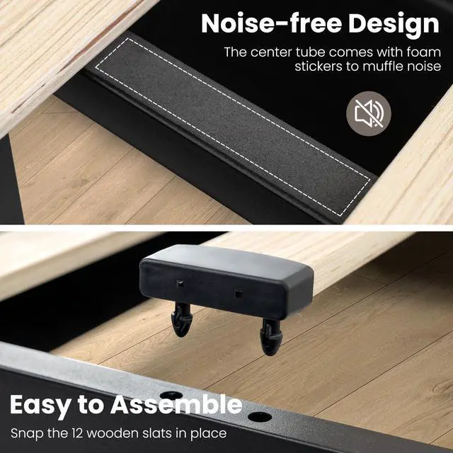 Alt view image 6 of 7 - Giantex Queen Bed Frame with 4 Storage Drawers & LED Lights, Upholstered Platform Bed with Wingback Headboard & Charging Station, Wooden Slats, Easy Assembly, Grey