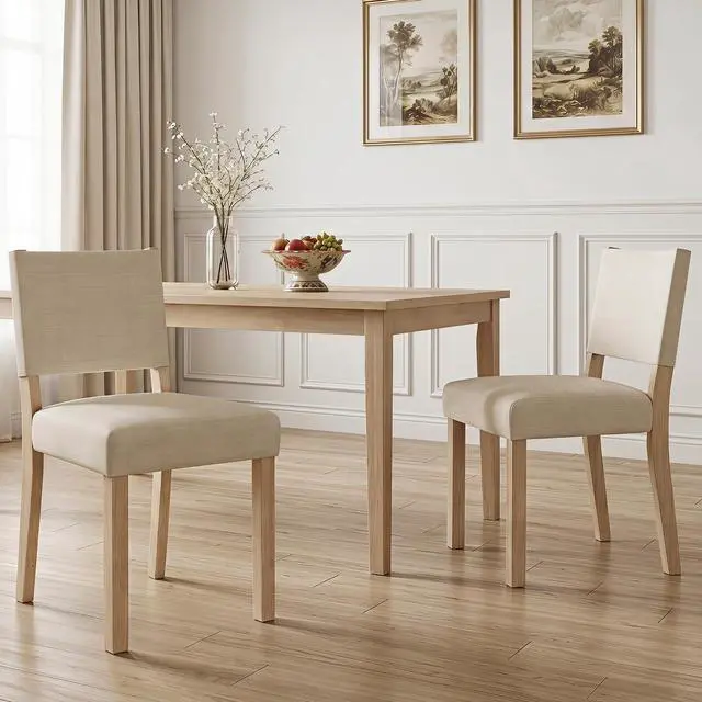 Alt view image 2 of 7 - GIANTEX Upholstered Dining Chairs Set of 4 with Linen Fabric Seat