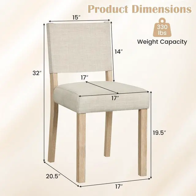 Alt view image 3 of 7 - GIANTEX Upholstered Dining Chairs Set of 4 with Linen Fabric Seat