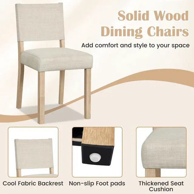 Alt view image 7 of 7 - GIANTEX Upholstered Dining Chairs Set of 4 with Linen Fabric Seat