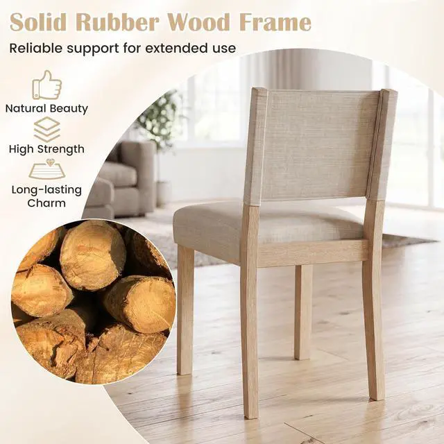 Alt view image 4 of 7 - GIANTEX Upholstered Dining Chairs Set of 4 with Linen Fabric Seat