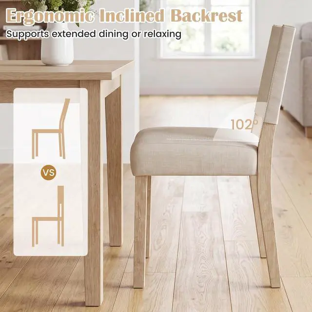 Alt view image 6 of 7 - GIANTEX Upholstered Dining Chairs Set of 4 with Linen Fabric Seat