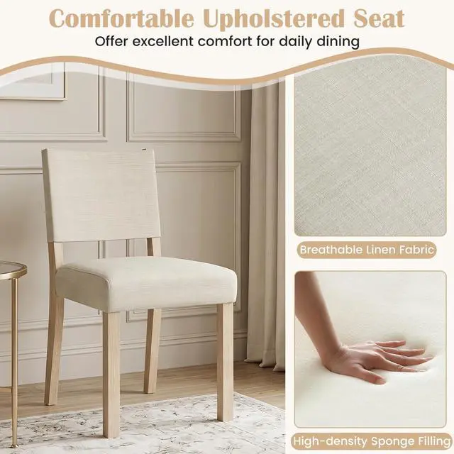 Alt view image 5 of 7 - GIANTEX Upholstered Dining Chairs Set of 4 with Linen Fabric Seat