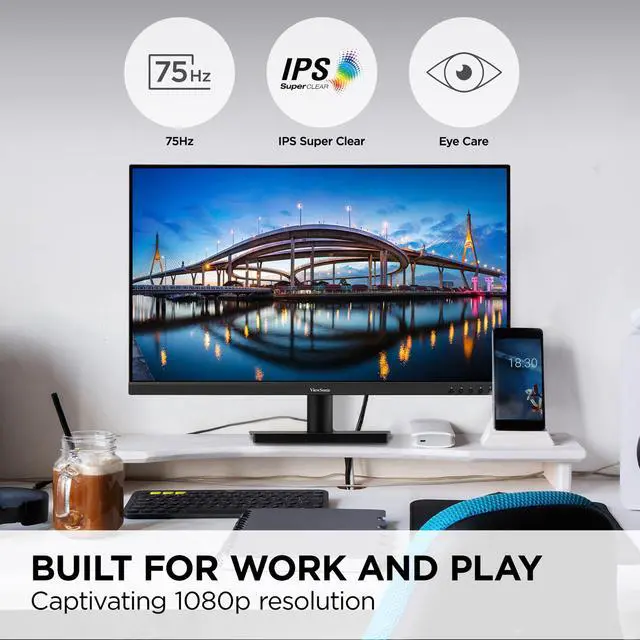 Alt view image 2 of 6 - VA3209M 32 Inch 1080p IPS Computer Monitor, Full HD, HDMI VGA, PC | Frameless Design, Dual Speakers, Home Office, Desktop, Laptop, Work, Study, Daily Tasks, Wide Viewing Comfort, Built-In Sound