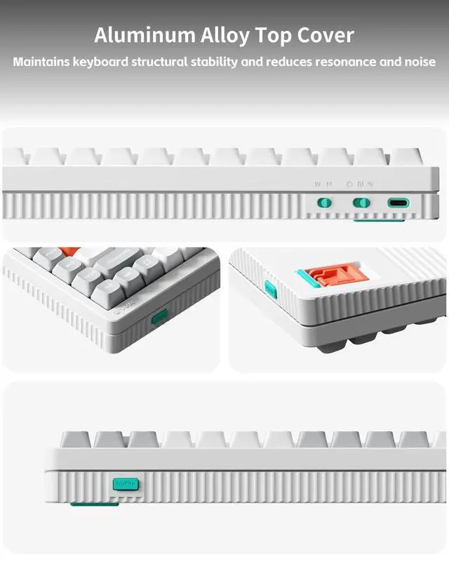 Alt view image 6 of 7 - nuphy Halo V2 IO Wireless Mechanical Keyboard with PBT Keycaps,Hot Swappable Custom Gaming Keyboard,Aluminum Alloy Frame,RGB Backlit,Gasket Structure,BT5.0/USB-C/2.4GHz Low Latency Office Keyboards