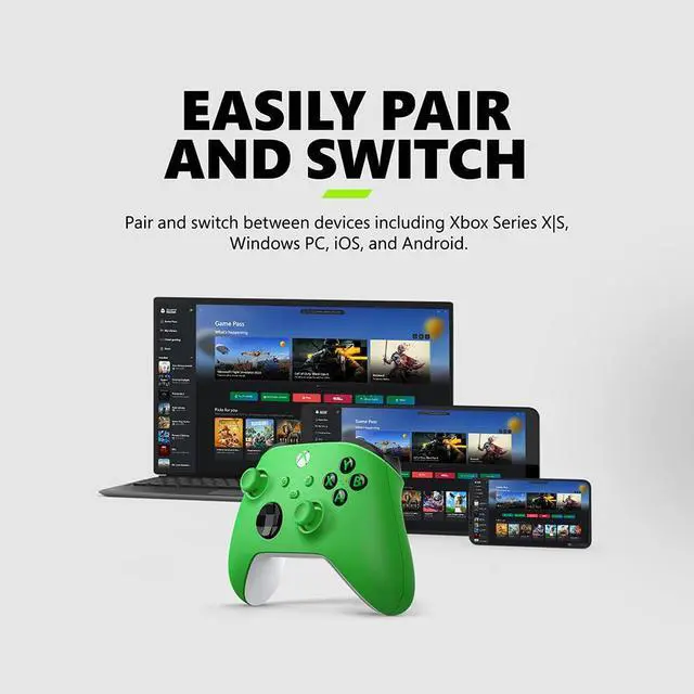 Alt view image 7 of 7 - Microsoft Xbox Wireless Velocity Green Gaming Controller EP2-29915 2 Pack