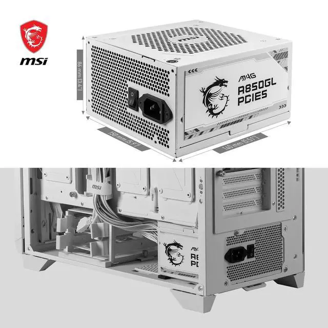 Alt view image 9 of 11 - MSI MAG A850GL PCIE5 WHITE power supply unit 850 W 20+4 pin ATX ATX