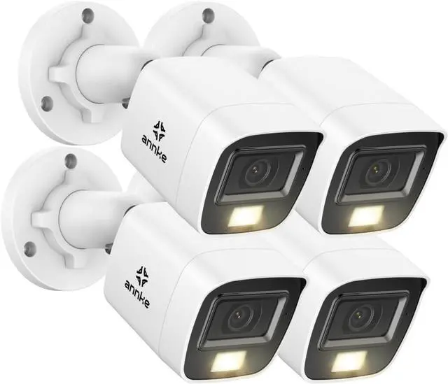 Main image of ANNKE 4K Security Camera for Home & Business Surveillance, 4pcs Analog Add-on Wired Bullet Cam with 100ft Night Vision, Smart Color Night Vision, IP67, 2.8mm Lens, 4 Pack