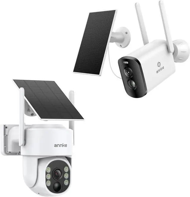 Main image of ANNKE 2Pack Solar Outdoor Wireless Cameras, Solar Panel with 4MP Camera for Home Security, Two-Way Audio, Human Detection