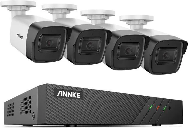 Main image of ANNKE H500 8CH 4 Cameras PoE Security System, 8MP NVR with 2TB Hard Drive, 5MP Outdoor Bullet IP Camera, Color Night Vision, Built-in SD Card Slot, 4mm Lens, Human&Vehicle Detection