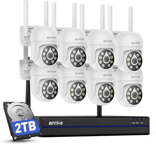 Main image of ANNKE Wireless Camera System, 16CH Expandable 4K Security NVR, 8Pcs 5MP Outdoor Cameras, 2-Way Audio, Human Detection, Dual-Band WiFi, IP66 Waterproof, Compatible with Alexa, 24/7 Protection, 2TB HDD