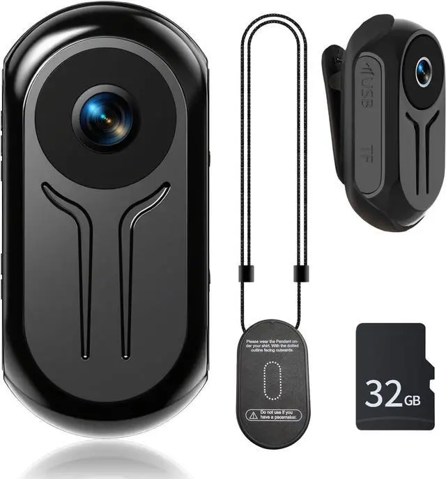 Main image of Mini Wearable Body Worn Action Camera with Auido & Video Recording -32G Thumb Size Hands Free Body Worn Cameras Magnetic Back Clip Wearable Portable Camcorder for Work Travel Pet Walk Vlog(Black)