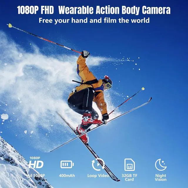 Alt view image 2 of 7 - Mini Wearable Body Worn Action Camera with Auido & Video Recording -32G Thumb Size Hands Free Body Worn Cameras Magnetic Back Clip Wearable Portable Camcorder for Work Travel Pet Walk Vlog(Black)