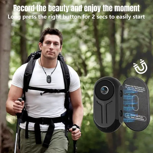Alt view image 7 of 7 - Mini Wearable Body Worn Action Camera with Auido & Video Recording -32G Thumb Size Hands Free Body Worn Cameras Magnetic Back Clip Wearable Portable Camcorder for Work Travel Pet Walk Vlog(Black)